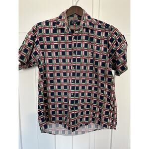 Trader Bay Men's Vintage Button Down Short Sleeve Single Stitch Large